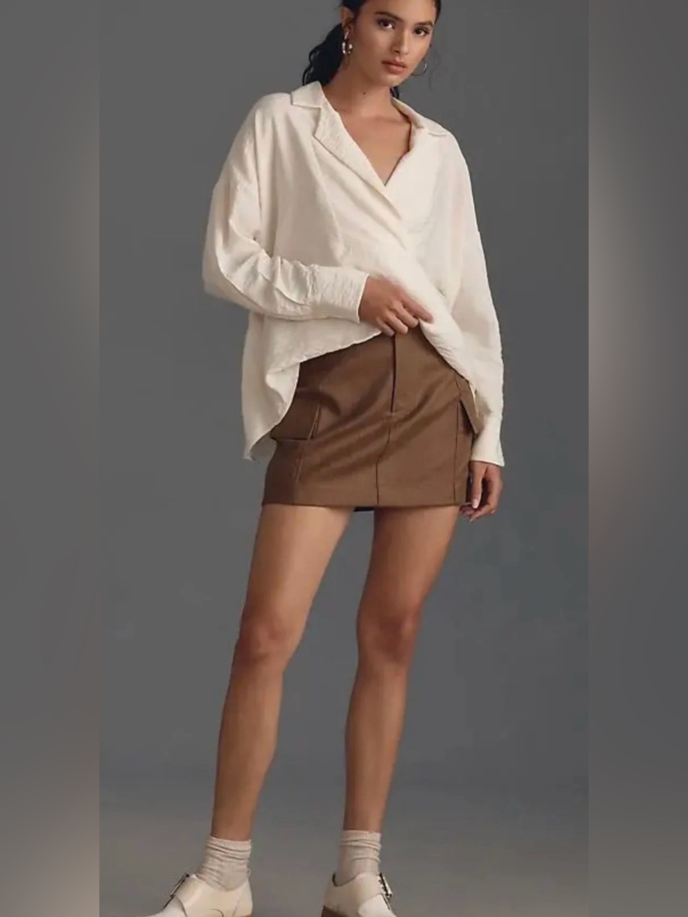 Anthropologie Dylon Wide Placket Top Cream Size Large
